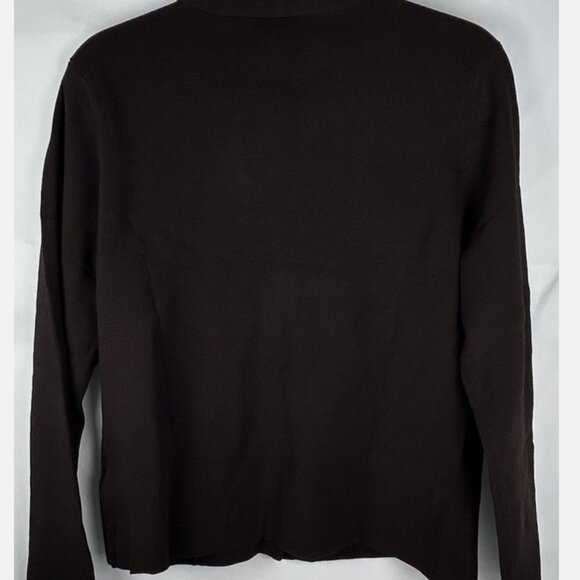 Eileen Fisher Dark Brown Viscose Button Cardigan Sweater Jacket Womens L Pockets - Picture 2 of 5